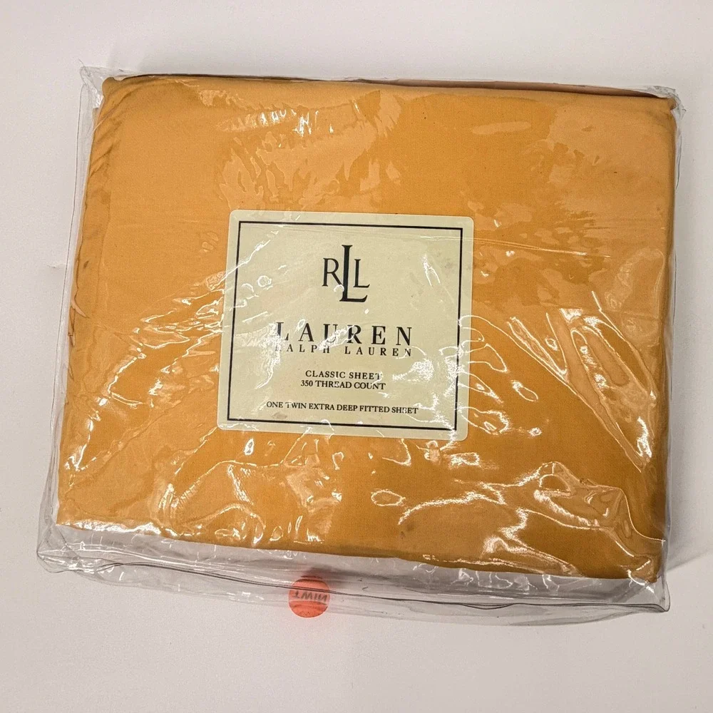 Ralph Lauren Fitted Sheet Twin Gold 350TC Supima Cotton Extra Deep Luxury